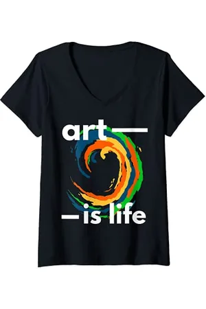 Art Donna Verniciatura Maglietta con Collo a V