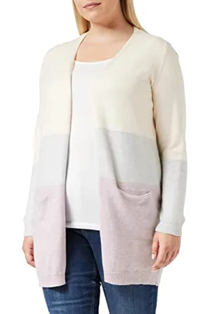 ONLY Queen L/S Long Cardigan Knt Noos Cardigan Donna, (Ecru/Stripes/Jadelite/Wood Rose), X-Small