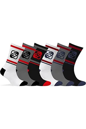 Freegun Calzini Uomo, sportivo, antiscivolo, set di 6, Calze Uomo Lunghe, tennis, vestibilità perfetta, Nero, Bianchi, Grigio, , Taglie 43/46