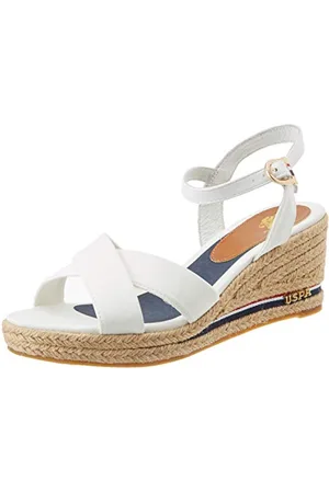 U.S. Polo Assn. Madelyn Rope, Sandali con Cinturino alla Caviglia Donna, Bianco (WHI 001), 40 EU