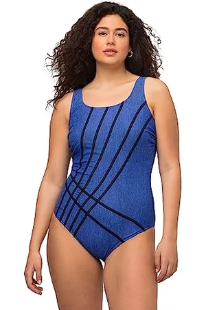 Ulla Popken Donna, taglie forti, costume da bagno, effetto jeans, volant, fodera morbida