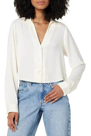 THE DROP Harlow Silky Cropped Blouse Camicie, , 3XL Plus