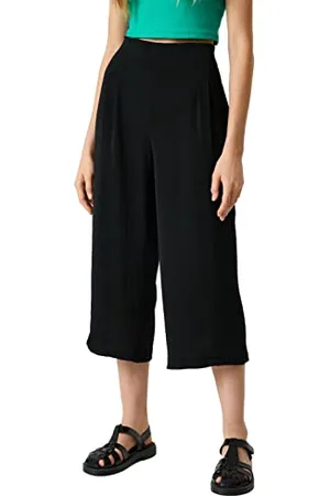 Koton Pantaloni a Vita Alta con Gamba Larga Casual, (999), 48 Donna