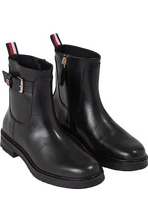 Tommy Hilfiger Stivali Bassi Donna Leather Stivaletti, (Black), 36 EU