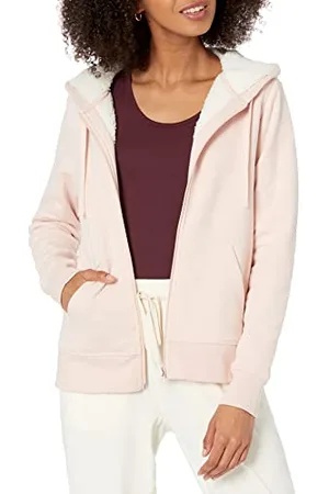 Amazon Giacca con Cappuccio a Cerniera Intera in Pile Foderata in Sherpa (Taglie Forti Disponibili) Donna, , XS