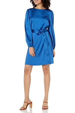 THE DROP @shopdandy Vestito Elasticizzato in Seta con Cintura da Donna, , XS