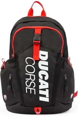 DUCATI Corse - Zaino 26Lt Waterproof, Tasche Laterali, Zip Invisibile,Rivetti Logati. Tasca Porta Laptop E Frontale, Moschettone. Logo Tono Su Tono Stampa Effetto Glossy