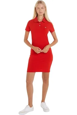 Tommy Hilfiger Abito a Polo Donna Lunghezza al Ginocchio, (Deep Crimson), XXS
