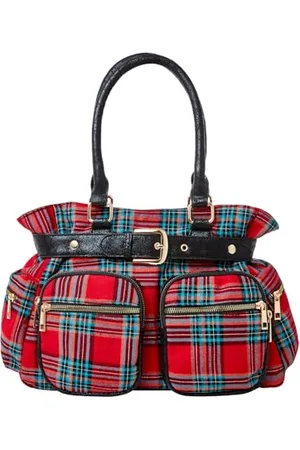 Joe Browns Vintage Tartan Check Buckle Detail Shoulder Bag, Borsa Donna, Colore: Rosso e Multicolore