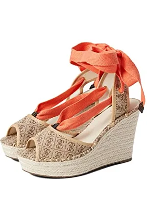 Guess Halona, Sandali con Zeppa Donna, Beige/Marrone Chiaro, 40 EU