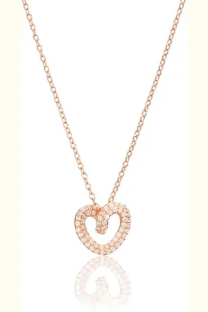 MONTEVERDI 1VNAMONJ-NL-0123 - Collana da donna con ciondolo a forma di cuore, in argento sterling 925 rodiato, 45 cm, Eine Grösse, Argento sterling, Nessuna pietra preziosa