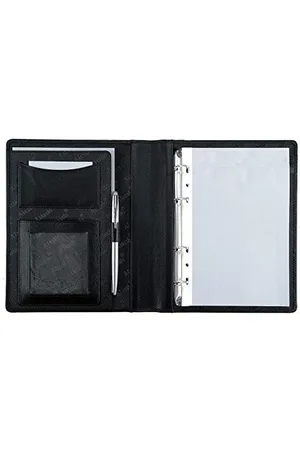 Alassio Benaco 30003-1 - Raccoglitore ad anelli in Finta pelle con calcolatrice tascabile, formato A5, colore: