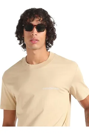 Calvin Klein Jeans INSTITUTIONAL Tee J30J324671 Top in Maglia a Maniche Corte, (Warm Sand), S Uomo