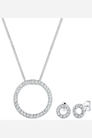Elli Set di Gioi Donna Ciondolo Motivo Circolare di Base con Cristalli in Sterling 925