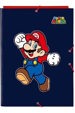Safta SUPER MARIO WORLD - Cartella a fogli con 3 fogli, ideale per bambini di diverse età, comoda e versatile, qualità e resistenza, 26 x 36,5 cm, colore , , Estándar, Casual