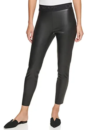 DKNY Pu Pull On Leggings, , L Donna