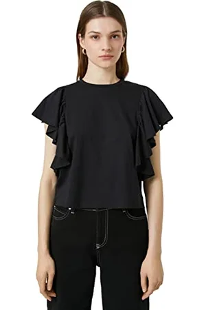 Koton Voluminous Sleeve Crew Neck Maglietta T-Shirt, (999), M Donna
