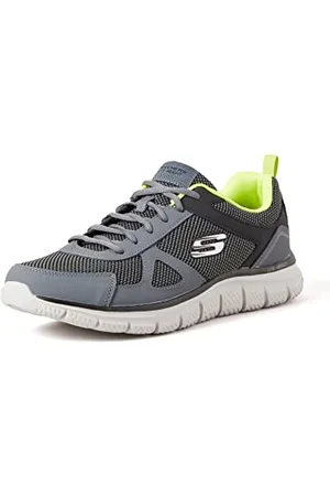 Skechers Track Bucolo, Scarpe running Uomo, Charcoal Black Leather Mesh Lime Trim, 45.5 EU