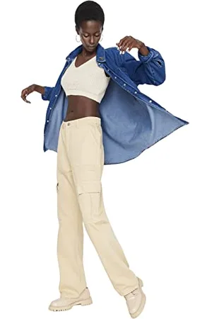 Trendyol Herren Hoher Bund Weites Bein der 90er Jeans, , 42 da Donna