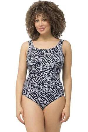 Ulla Popken Costume da Bagno Alice, Softline, Lines Intero, , 54-56 Donna