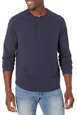 Amazon Camicia a Manica Lunga con Scollo Serafino vestibilità Regular (Disponibile in Taglie Extra Forti) Uomo, , XXL