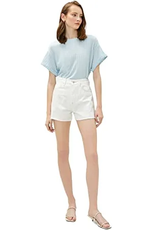 Koton Maglietta a Maniche Corte con Motivo a Maglia T-Shirt, (601), S Donna