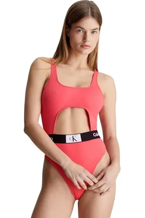Calvin Klein Costume da Bagno Donna One Piece Cut-out, (Calypso Coral), L