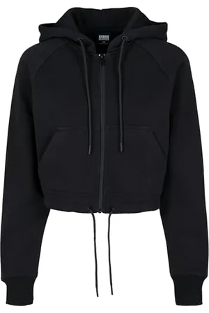Urban classics Kapuzen-Sweatjacke Ladies Oversized Short Raglan Zip Hoody Cardigan, (Black 00007), X-Large Donna