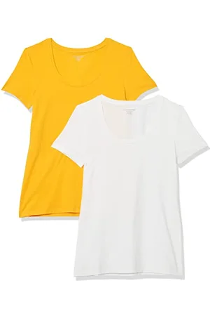 Amazon T-Shirt con Maniche Cirte e Scollo Ampio dalla vestibilità Classica (Taglie Forti Disponibili) Donna, Pacco da 2, , L