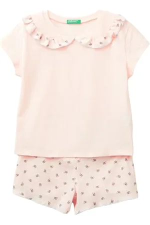 Benetton Pig(T-Shirt+Short) 30960P061 Set di Pigiama, , 2XL Bambina