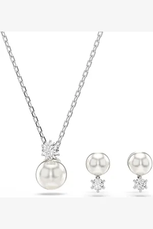 Swarovski Set Matrix, Crystal Pearl, Taglio Round, , Placcato rodio