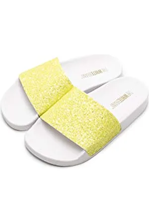 THE WHITE BRAND Glitter Matte, Sandali Punta Aperta Unisex-Bambini, Giallo (Neon Yellow Neon Yellow), 31 EU
