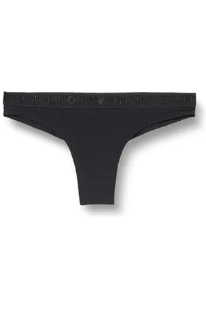 Emporio Armani Iconic Microfiber Logoband 2-Pack Brazilian Brief, Slip Donna, (Black), S