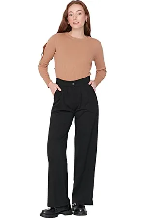 Trendyol Herren Mittlerer Bund Wide Leg Sweathose Pantaloni della Tuta, Black, M da Donna