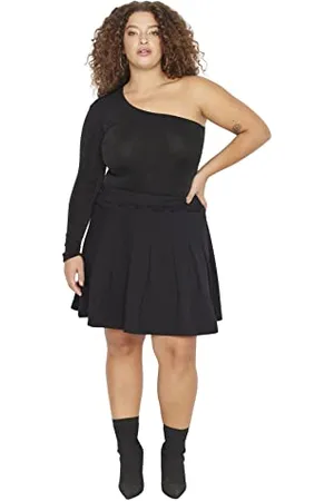 Trendyol Donna Mini Svasata Skater Knit Plus Size Gonna, , 4XL