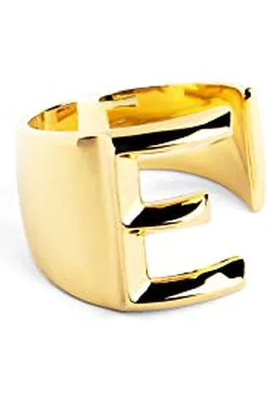 SINGULARU Anello Personalizzato Letter Signet. Massiccio Regolabile. Ottone con Finitura Placcata 18Kt. Taglia Unica. Gioielli da Donna. Lettera E