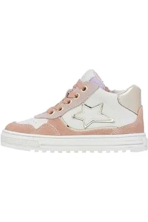 Naturino Sneaker alla Caviglia in Pelle e Suede, Bianco-Rosa 21