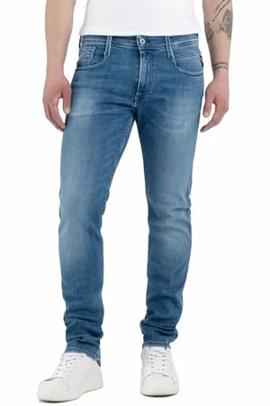 Replay Jeans Anbass Slim Fit da Uomo con Power Stretch, Blu , W28 x L32