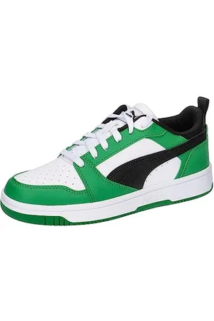 PUMA Rebound V6 Lo JR, Sneaker, White Black-Archive Green, 36 EU