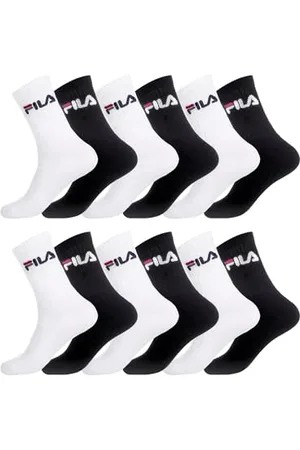 Fila Calzini Uomo Sportivo Vestibilità Perfetta Set di 12 Calze Uomo Lunghe, Tennis, Comodo, Nero, Bianchi, Taglie 43/46