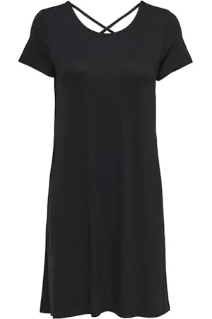 ONLY Onlbera Back Lace Up S/S Dress Jrs Noos, Vestito, Donna, (Black), M