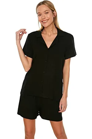 Trendyol Black Viscose Woven Pajamas Kit Completo Pigiama, M da Donna