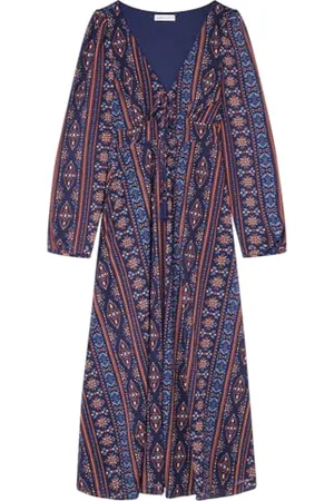 Springfield Vertical Trim Floral Midi Dress Vestito, , L Donna