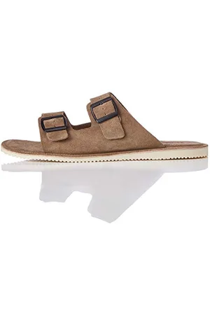 FIND FIND Buckle Suede - Sandali punta aperta Uomo, (Grey Grey), 41 EU