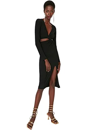 Trendyol Midi Bodycon Fitted Dress Vestito, , 70 Donna