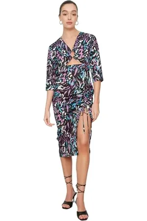 Trendyol Abito Donna Midi Bodycon Scollo A V Vestito, , 70