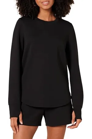 Amazon Felpa Sportiva a Girocollo a Maniche Lunghe dalla vestibilità Standard Donna, , XS