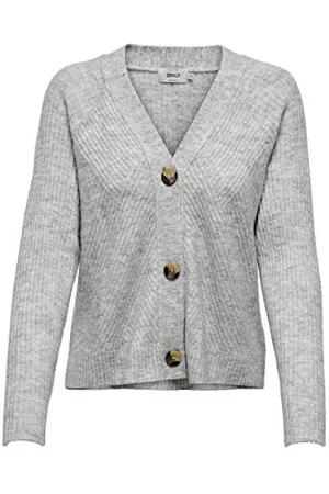 ONLY Onlcarol L/S Cardigan Knt Noos Maglione, Chiaro Melange, M Donna