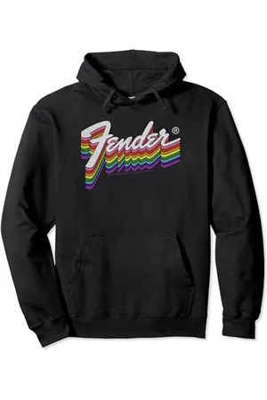Fender Rainbow Colored Dragging Effect Classic Logo Felpa con Cappuccio