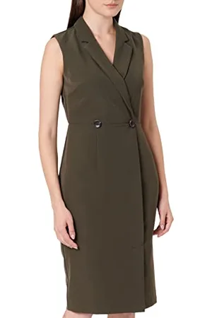 Dorothy Perkins Khaki Wrap Tux Dress, vestito da sera donna Donna, (Grün), 40 (Taglia Produttore: 8)